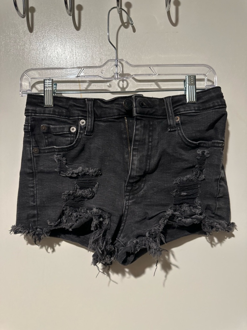 Aeropostale Black Distressed Cutoff Jean Shorts